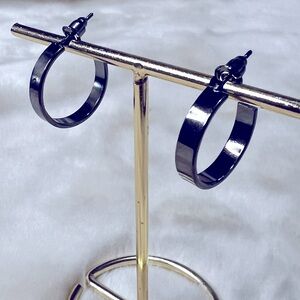Gun Metal Hoop Post Earrings